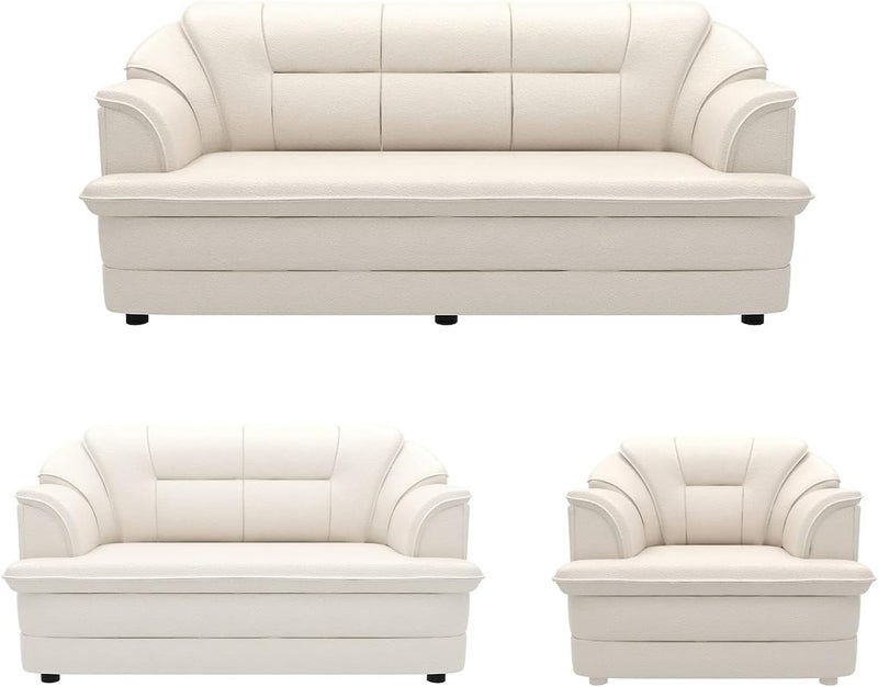 Aroma Homes Sofa Set in Lifestyle Leatherette and Polyurethane Foam (Beige, 3+2+1 Seater) - Image 1